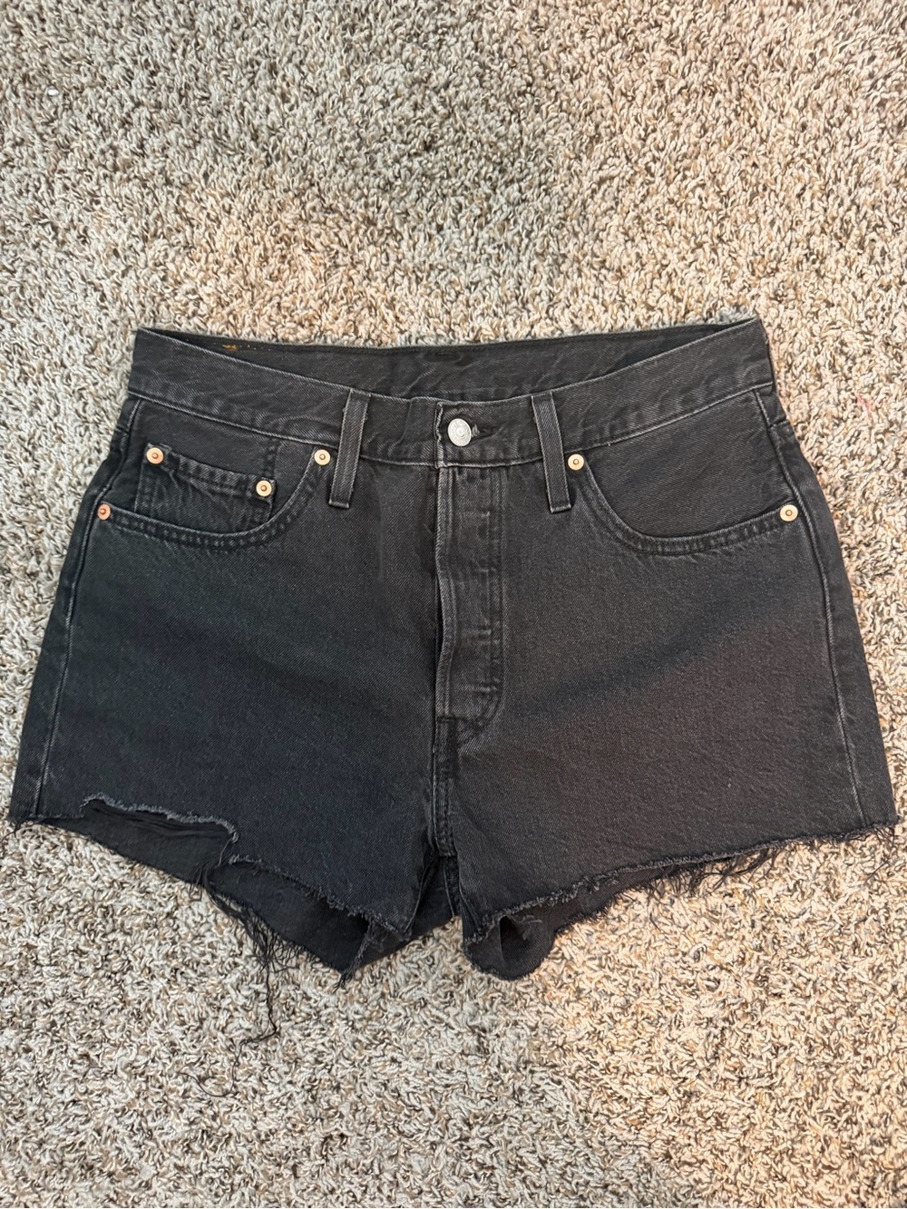 Levi’s 501’s Black High-Rise Denim Shorts